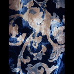 Floral design discharged silk and rayon black velvet scarf